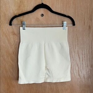 Ribbed Cream High Waisted Bike Shorts